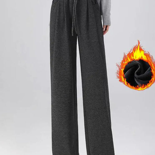 Load image into Gallery viewer, Winter Women Solid Velvet High Waist Drawstring Pant Korean Fashion Versatile Wide Leg Trousers Casual Thick New 2024 Trend Chic
