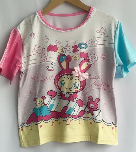 Ropa Mujer Cute Woman T Shirts Contrast Color Cartoon Tees Short Sleeve O-neck Summer Tshirt Casual Sweet T-shirt Y2k Tops