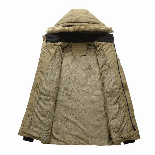 Load image into Gallery viewer, Thick Warm Winter Parka Men Fleece Hooded Men Winter Jacket Coat Military Cargo Jackets Mens Plus Size Velvet Warm Coat
