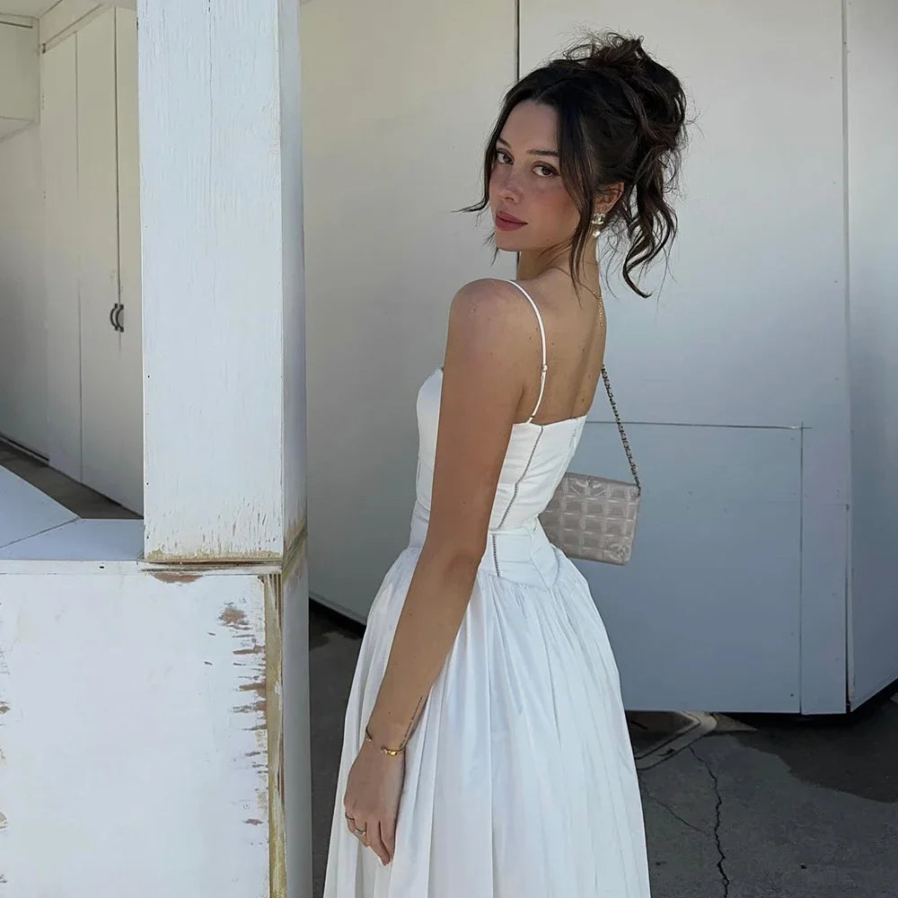 Summer Elegant Dresses for Women 2024 New Arrivals Hollow Out Flare Birthday Party Dresses Midi Print Female Clothing