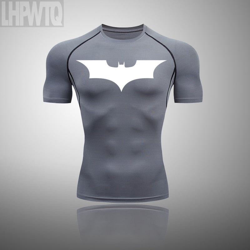Quick Dry Running Shirt Men Rashgard Fitness Sport Gym T-Shirt Superhero Set Gym Clothing Workout Short Sleeve Tshirt For Men