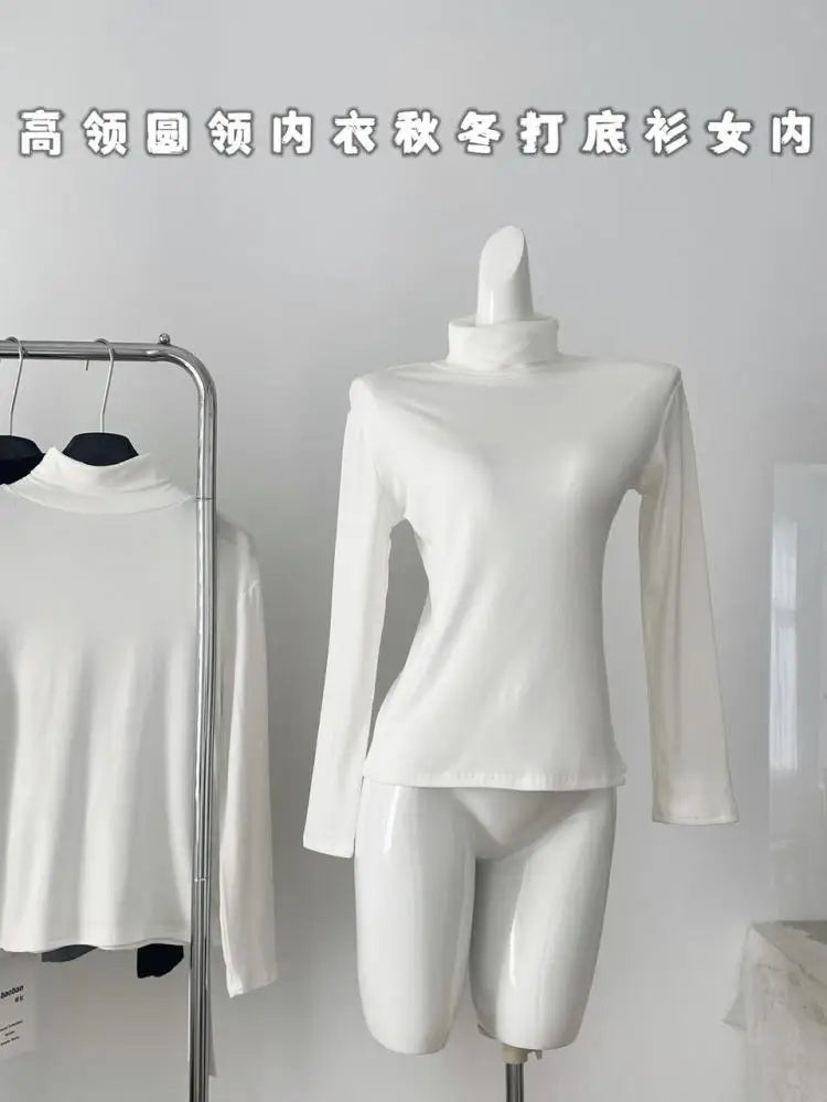 Black White Elegant Velvet Sweater Women Grey High Neck Long Sleeve Basic Knit Tops 2024 Autumn Winter Simplicity Versatile Chic