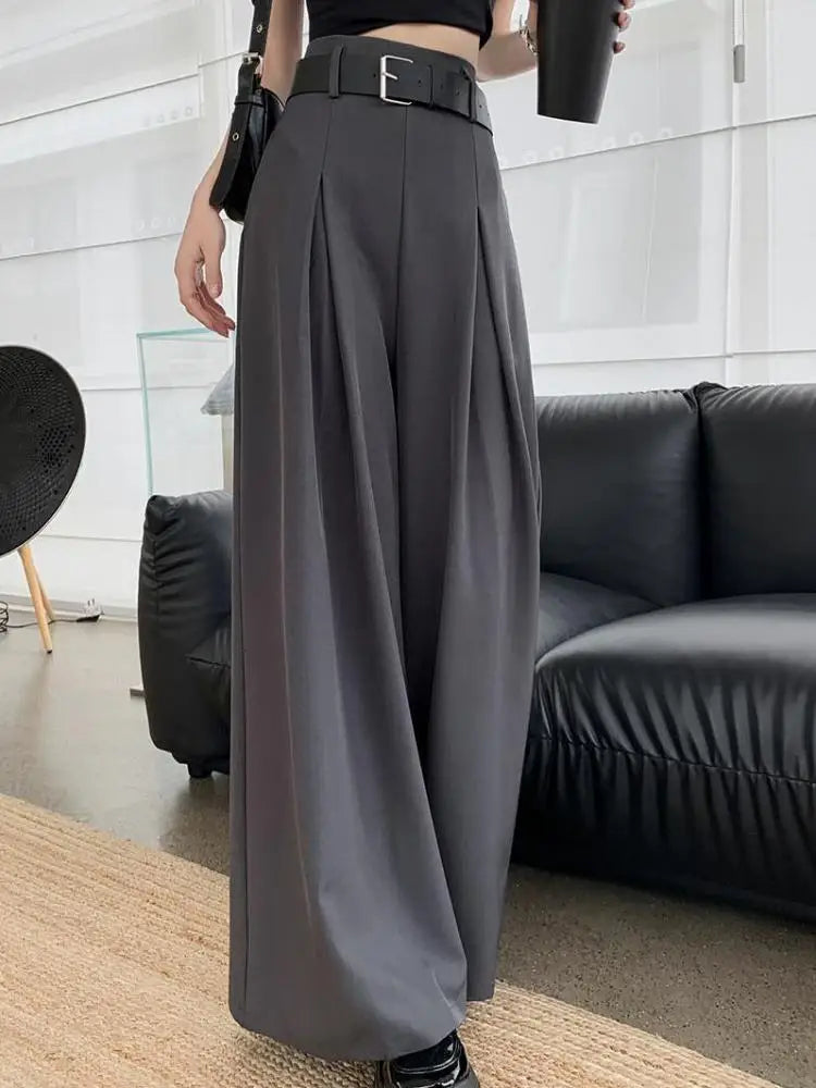 Solid High Waist Casual Suit Long Pants Women's Straight Wide Leg Trousers Slim Summer 2024 New Loose Versatile Fashion Popular