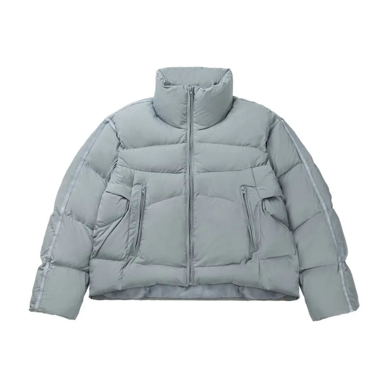American Street Design Men's Parkas Casual Silhouette Stand Collar Solid Color Casual Winter Padded Jackets Simple 9C8966