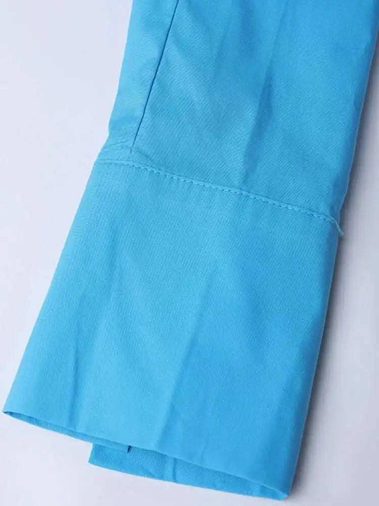 Women Blue Three-dimensional Flower Elegant Blouse New Skew Collar Long Sleeve Shirt Fashion Spring Autumn 2025 YX0390