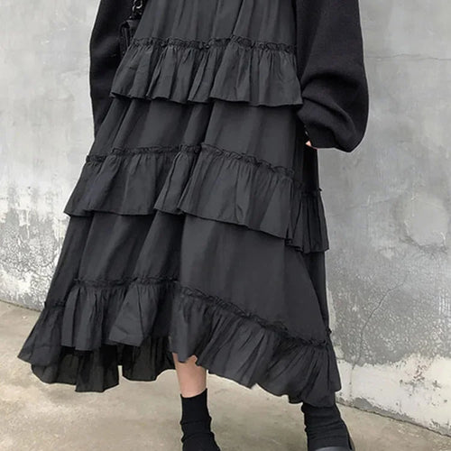 Load image into Gallery viewer, Women&#39;s Patchwork Asymmetrical High Low Pleated Skirt New Version  High Waisted Fashion Solid Color Half Skirt Versatile Style
