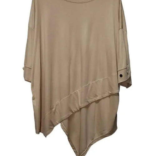 Load image into Gallery viewer, Women Black Irregular Hem Big Size Casual T-shirt New Round Neck Short Sleeve Fashion Tide Spring Summer 2025 1DJ0618
