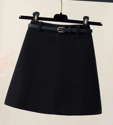 Fashion Black A-line Mini Skirt Women Autumn Winter High Waist Woolen Skirt Female Brown Casual All-match Basic Short Skirts New