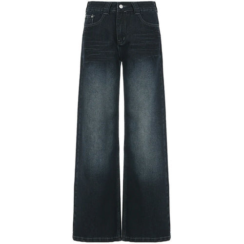 Load image into Gallery viewer, Streetwear Washed Loose Straight Leg Jeans Women's Casual All Match Button-Fly Denim Trousers 2025 New Pockets Bottoms
