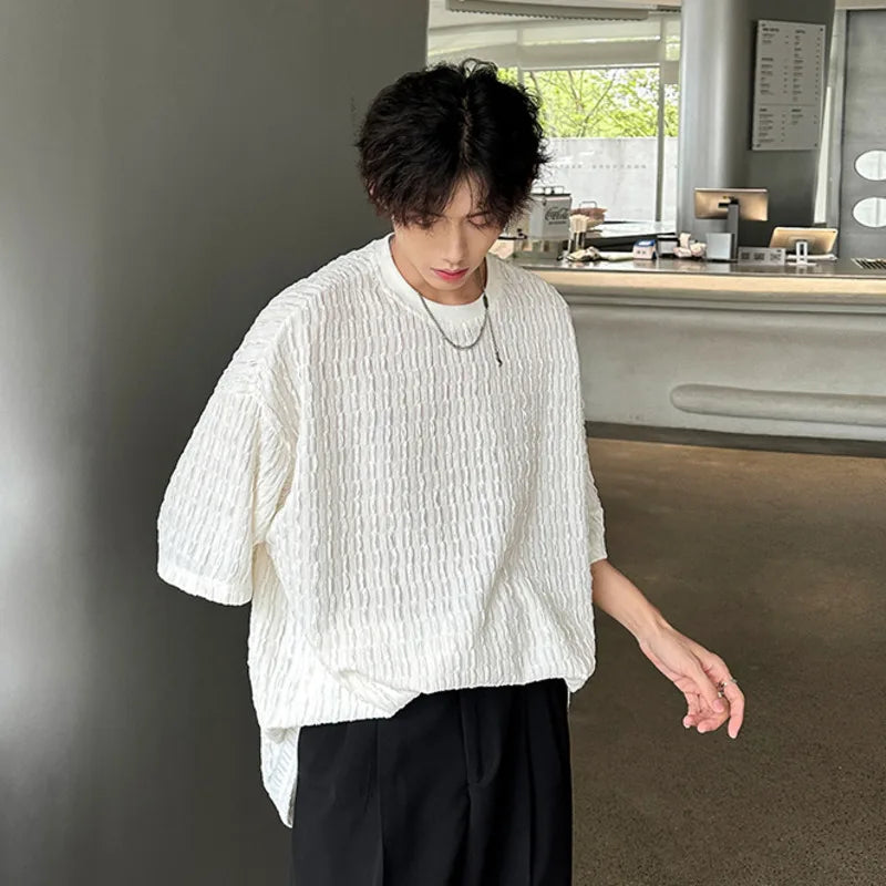 Men's T-shirts Short Sleeve Round Neck Stylish New Summer Solid Color Simple Trendy Handsome Male Clothing 2025 9W1974