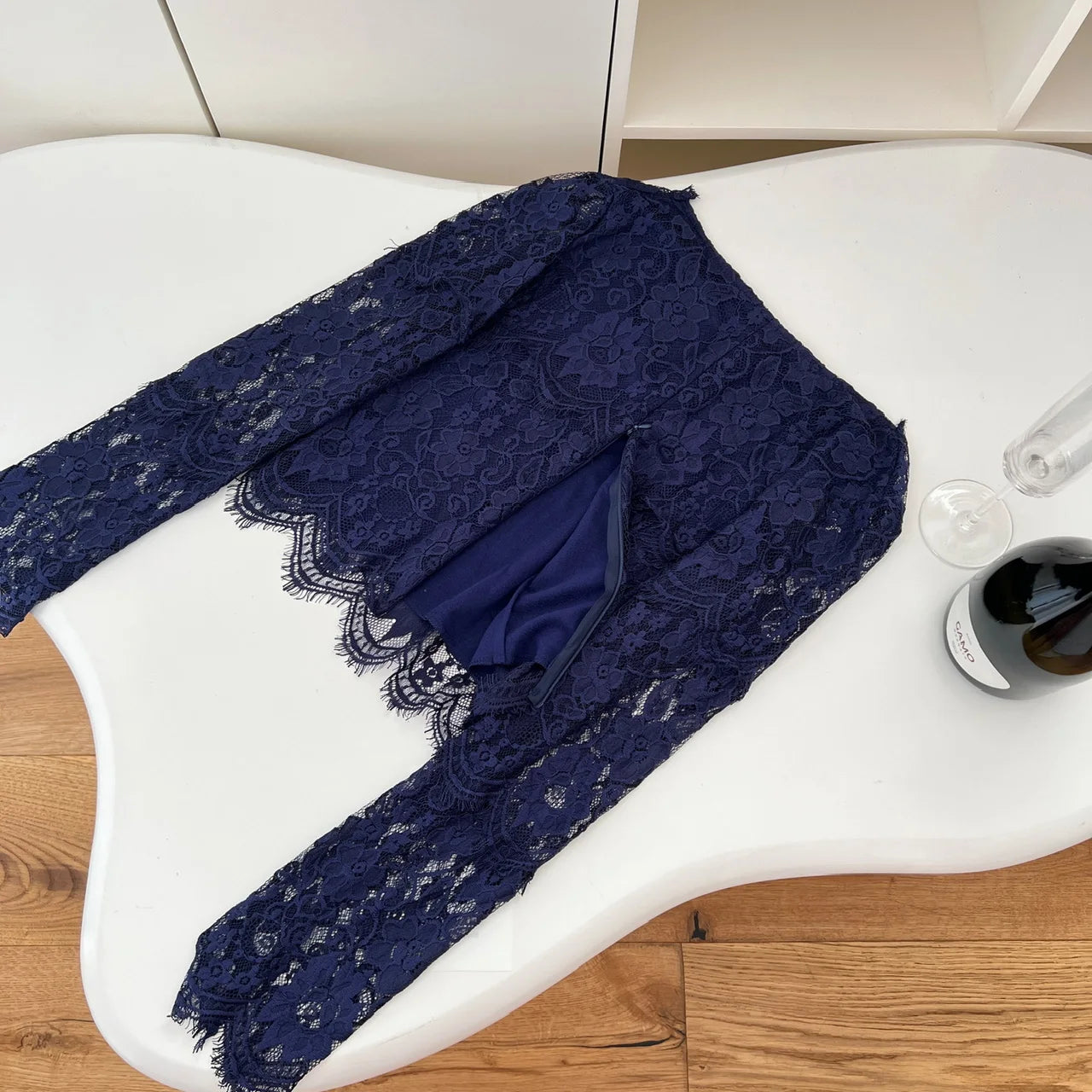 Autumn Blue Lace Square Neck Elegant Slim T Shirt Women's New Vintage Pink Long Sleeves Vacation Short Tops Simplicity Clothing