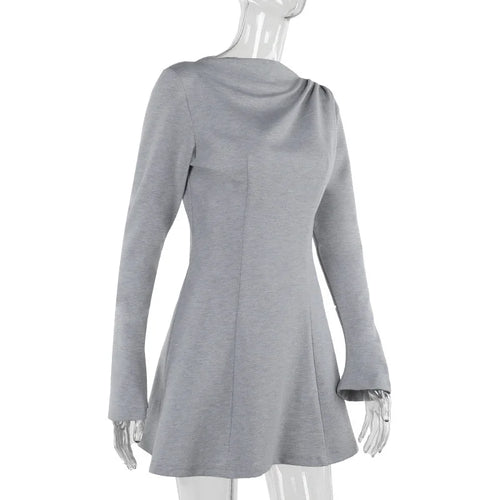 Load image into Gallery viewer, Long Sleeve High Waist Sexy Mini Dress For Women Autumn Winter New Solid O Neck Bodycon Club Party Dress Elegant
