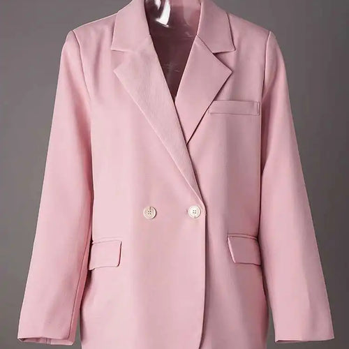 Load image into Gallery viewer, Women Pink Color Double Breasted Big Size Blazer New Lapel Long Sleeve Jacket Fashion Tide Spring Autumn 2025 CPG2778
