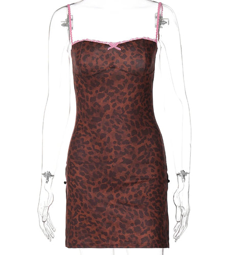 Summer Fashion Print Slips Backless Patchwork Bow Slit Sexy Mini Dress Slim Women New Outfits Birthday Party Club