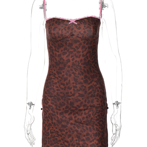 Load image into Gallery viewer, Summer Fashion Print Slips Backless Patchwork Bow Slit Sexy Mini Dress Slim Women New Outfits Birthday Party Club
