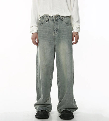 Men's Wear Casual Jeans Spring New Loose Wide Leg Harajuku Trendy Male Washed Worn-out Bagger Denim Pants Fashion 9W1988