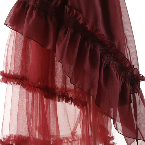 Load image into Gallery viewer, Sweet Asymmetrical Ruffle Trim Skirt For Women High Waist A Line Minimalsit Midi Skirts Female Summer Clothing
