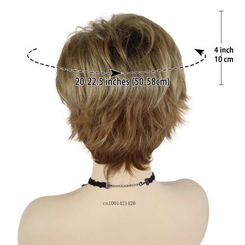 Load image into Gallery viewer, Short Haircuts Blonde Wigs Female Synthetic Fiber Gradient Blonde with Black Roots Pixie Cuts Ombre Wig with Bangs Mommy Wig Old
