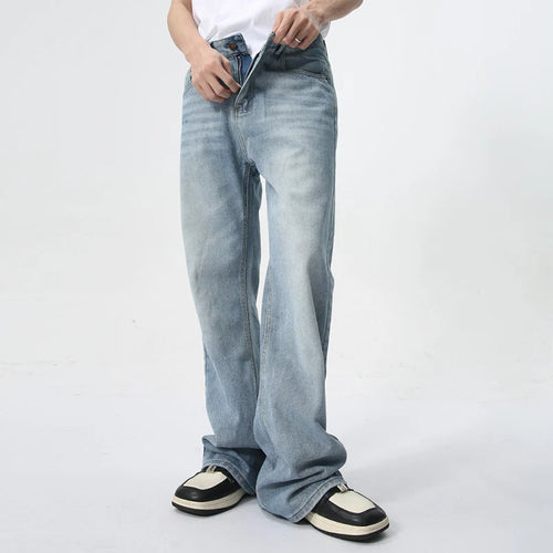 Load image into Gallery viewer, Boot Cut Men&#39;s Jeans New Trendy Wahsed Gradient Color Wide Leg Male Denim Pants Summer Casual Trousers Trend 9C6170
