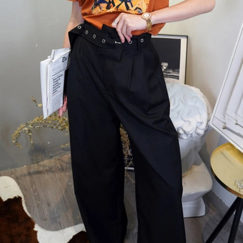 Load image into Gallery viewer, Casual Wide Leg Pants For Women High Waist Solid Minimalist Streetwear Trousers Female Fashion Clothing Style
