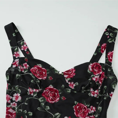 Load image into Gallery viewer, Mesh Print Sexy Mini Dress Women Summer New Spaghetti Strap Sleeveless Backless High Waist Beach Ruched Club Dress
