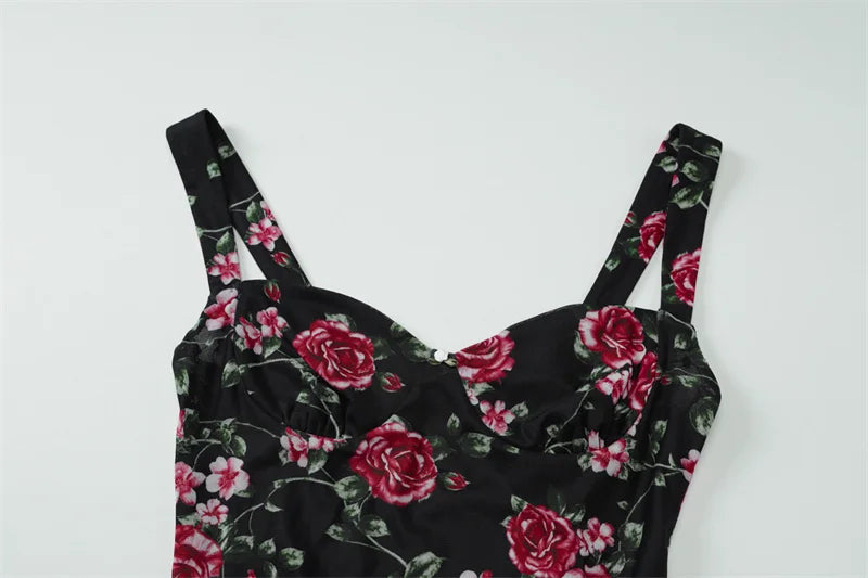 Mesh Print Sexy Mini Dress Women Summer New Spaghetti Strap Sleeveless Backless High Waist Beach Ruched Club Dress