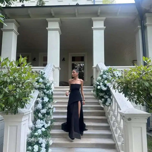 Load image into Gallery viewer, Elegant Strapless Sexy Maxi Dress For Women Gown With Scarf Off-shoulder Sleeveless Backless Split Beach Long Dress
