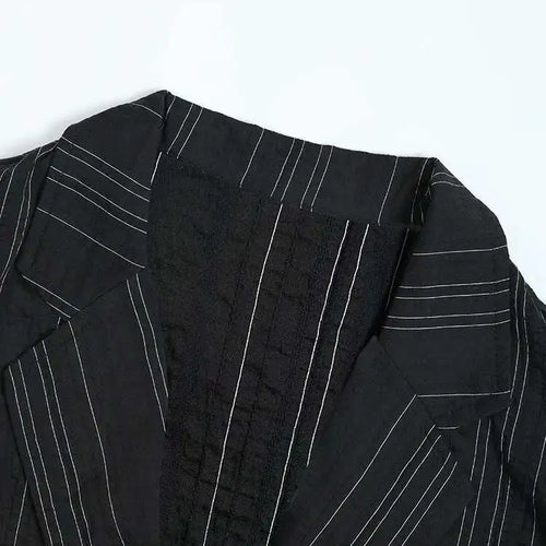 Load image into Gallery viewer, Women Black Pleated Big Size Thin Blazer New Lapel Long Sleeve Loose Fit Jacket Fashion Tide Spring Autumn 2025 1DF3148
