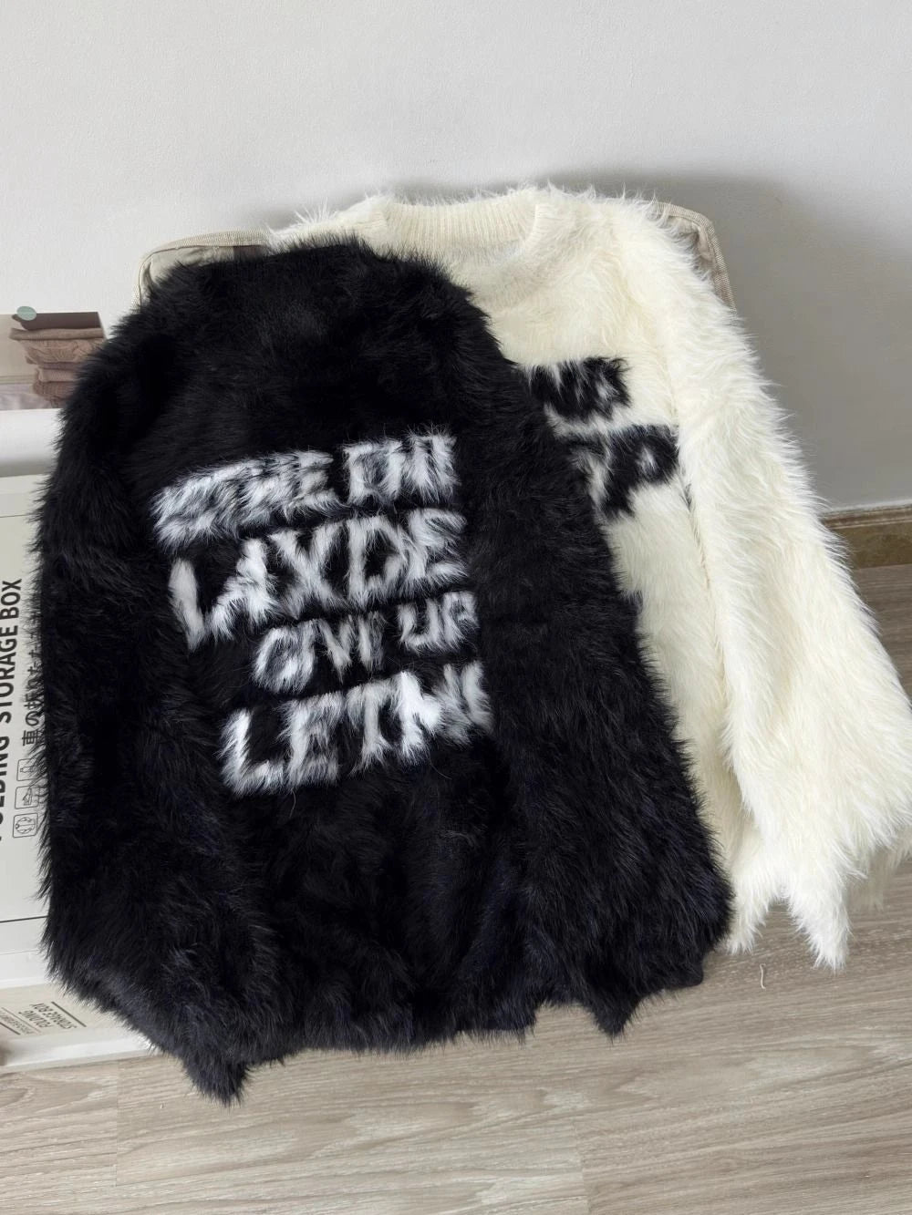 Loose Mohair Sweater Men and Women Y2k Aesthetic Knitted Punk Vintage Pullover Sueter Mujer Harajuku Letter Print Grunge Jumpers