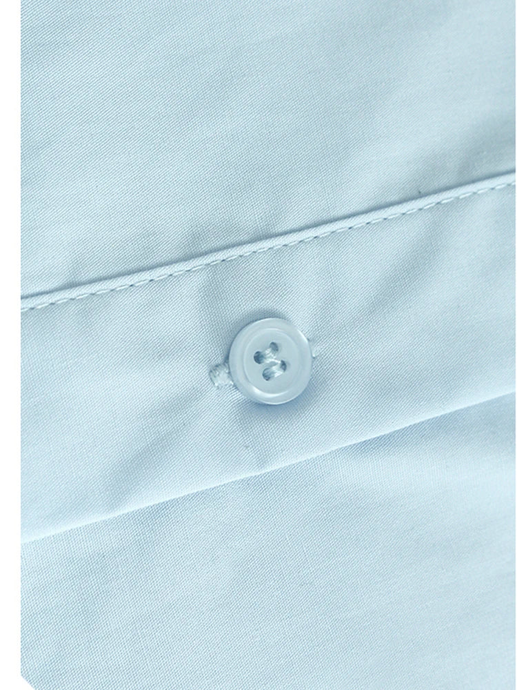 Women Blue Circle Printed Spliced Big Size Midi Shirt Dress New Lapel Short Sleeve Fashion Tide Spring Summer 2025 1DJ1356