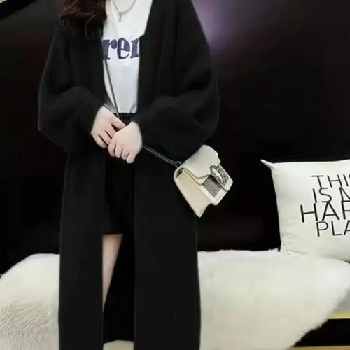 Load image into Gallery viewer, Autumn Winter Korean Fashion 2024 New Solid Elegant Long Sleeves Crochet Sweater Women V Neck Cardigan Knitting Tops Simplicity
