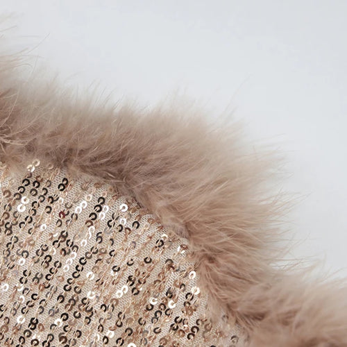 Load image into Gallery viewer, Sequins Off-shoulder Sexy Mini Dress For Women Fashion Strapless Feather Backless Bodycon Club Party Sparkle Dress
