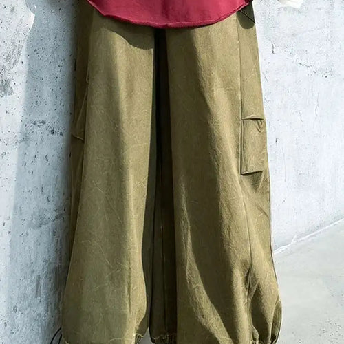 Load image into Gallery viewer, High Elastic Waist Yellow Pocket Drawstring Long Wide Leg Pants New Trousers Women Fashion Tide Spring Autumn 2025 1DH9933
