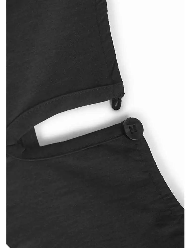 Women Black Pockets Drawstring Big Size Vest Dress New Round Neck Sleeveless Fashion Tide Spring Summer 2025 1DJ0658