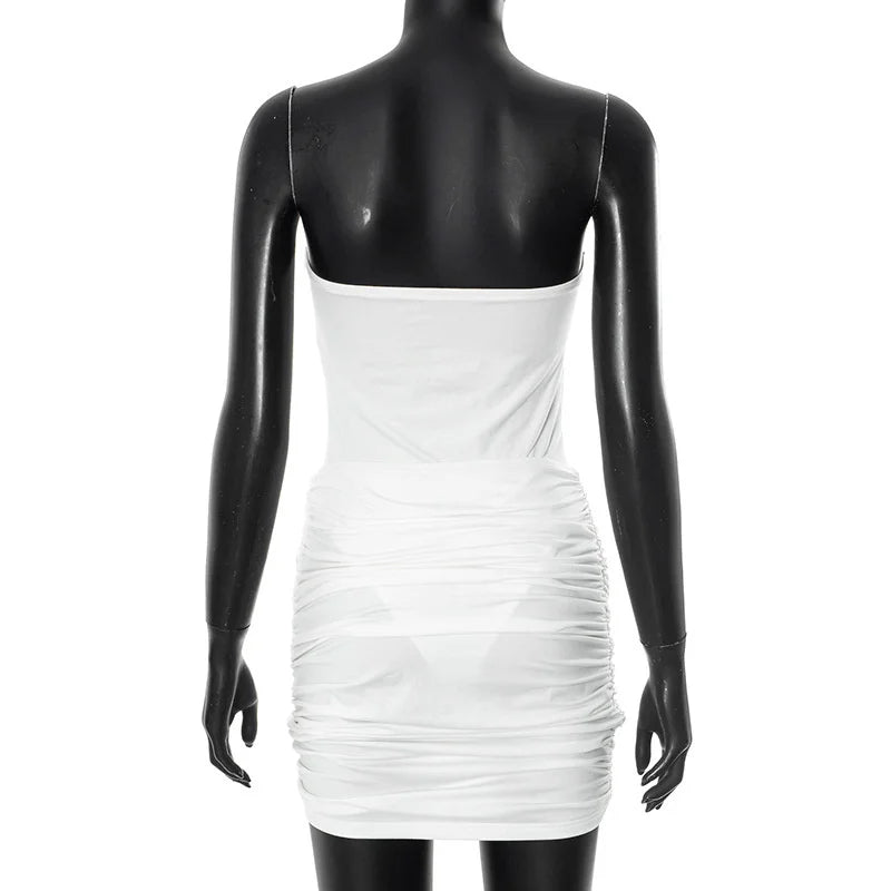 Sexy 2 Pieces Sets For Women Off-shoulder Strapless Hollow Out Bodysuit And Hot Skirt Two Pieces Sets Sexy Suit