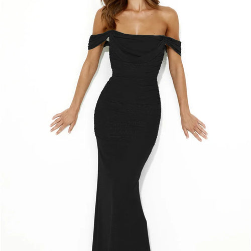 Load image into Gallery viewer, Elegant Off-shoulder Bodycon Maxi Dress Women Two Layer Mesh Fashion Strapless Backless Night Club Party Sexy Dress
