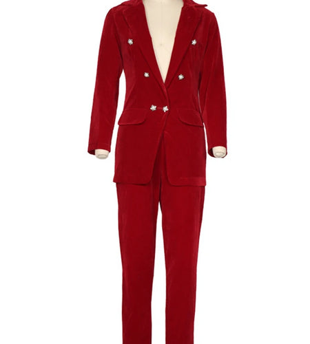 Elegant Two-pieces Women Blazer Suit Casual Streetwear Suits Female Blazer Set Office Ladies Women Coat Suit blue