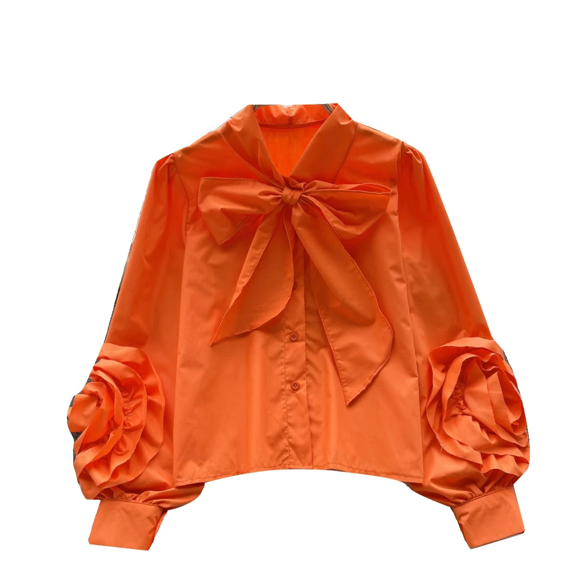 Vintage Solid Women Single Breasted Shirt Long Sleeve Bow Neck Office Lady Elegant Blouses Female Fashion Clothes 2023 Autumn