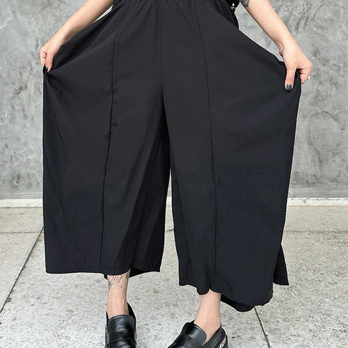 Load image into Gallery viewer, High Elastic Waist Black Pleated Pocket Calf-Length Pants New Trousers Women Fashion Tide Spring Autumn 2025  1DJ1074
