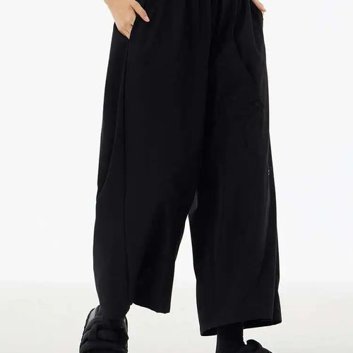 Load image into Gallery viewer, High Elastic Waist Khaki Irregular Button Wide Leg Pants New Trousers Women Fashion Tide Spring Autumn 2025 1DH5684

