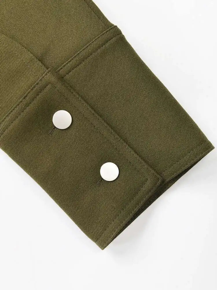 Women Green Paint Elegant Long Blazer New Lapel Long Sleeve Loose Fit Jacket Fashion Tide Spring Autumn 2025 1DF613806