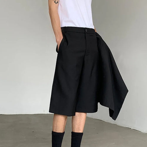 Load image into Gallery viewer, Dark Style Suit Shorts Men&#39;s Summer Loose Patchwork Straight Wide Leg Short Pants Trendy Menwear Solid Color 9C5519
