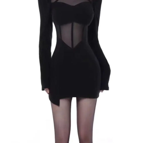 Load image into Gallery viewer, Sexy Black Mesh Mini Dress Women Bodycon Wrap Slim Short Dresses Party Night Club Sex Outfits Chic Bassic

