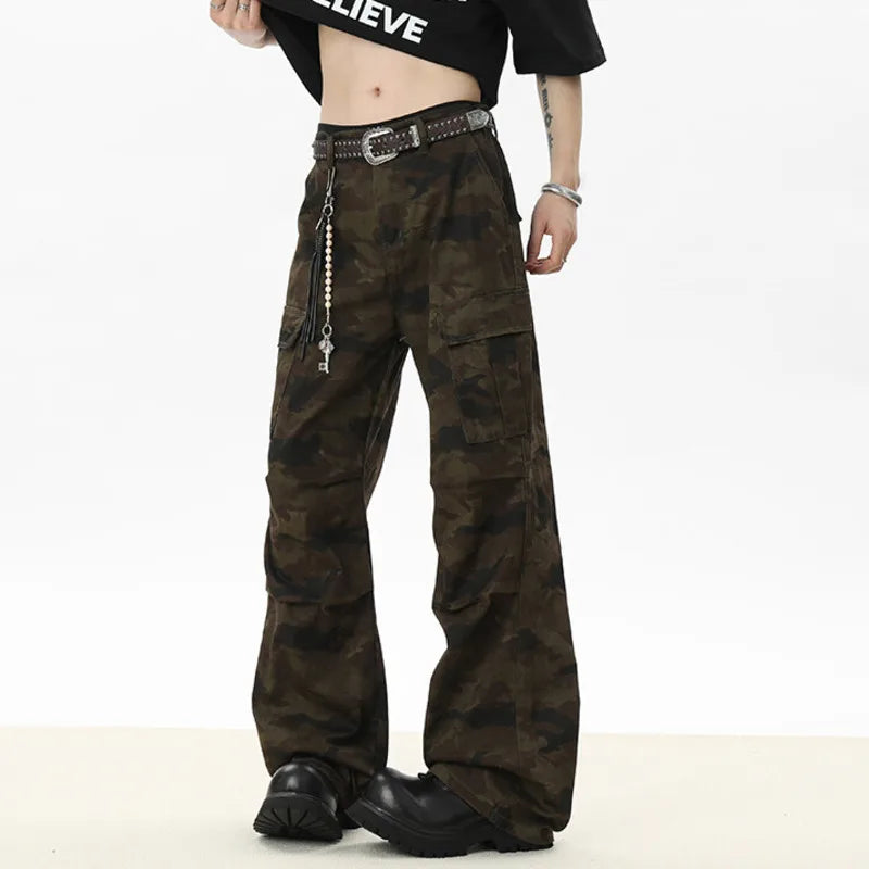 Men's Denim Pants New American High Street Straight Leg Jeans Print Niche Design Summer Handsome Menwear 2025 9W1532