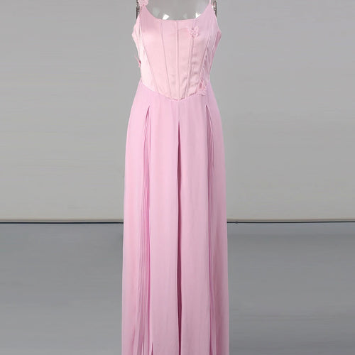 Load image into Gallery viewer, Solid Slimming Spliced Appliques Elegant Dresses for Women Square Nec Sleeveless Tunic Patchwork Folds Dress Female
