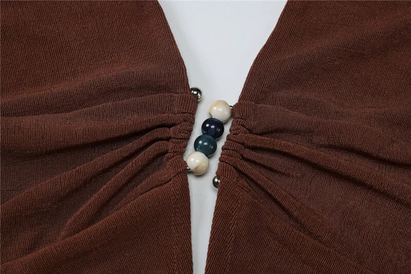 Halter V Neck Sexy Crop Tops Women Fashion Sleeveless Backless Ruched Tank Tops Female Solid Fashion Club Tops Elegant