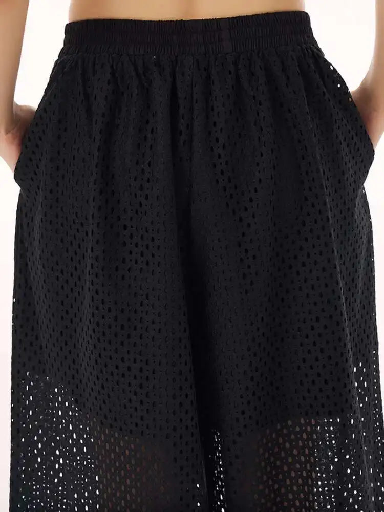 Women White Hollow Out Big Size Long Elegant Shirt Dress New Lapel Sleeveless Fashion Tide Spring Autumn 2025 1DH9424