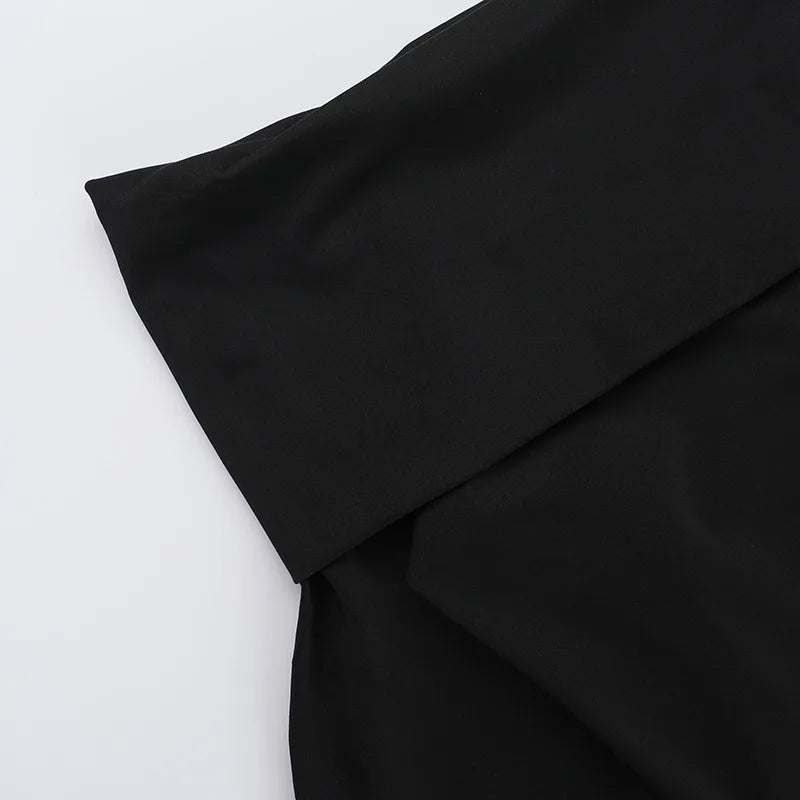 Off-shoulder Long Sleeve Sexy Mini Dress For Women Contrast Color Patchwork Strapless Backless A-line Sexy Dress