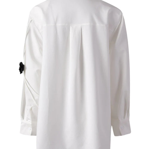 Load image into Gallery viewer, Women White 3d Flower String Big Size Elegant Blouse New Lapel Long Sleeve Shirt Fashion Tide Spring Autumn 2025 CPG3098
