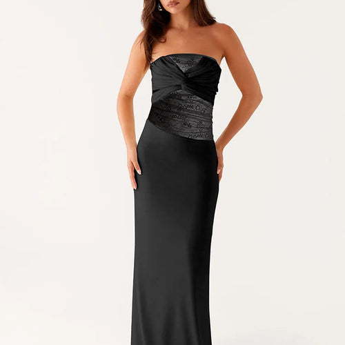 Load image into Gallery viewer, Off-shoulder Backless Sexy Maxi Dress Women Gown Fashion Patchwork See Through Lace Sleeveless Beach Long Dress 2025
